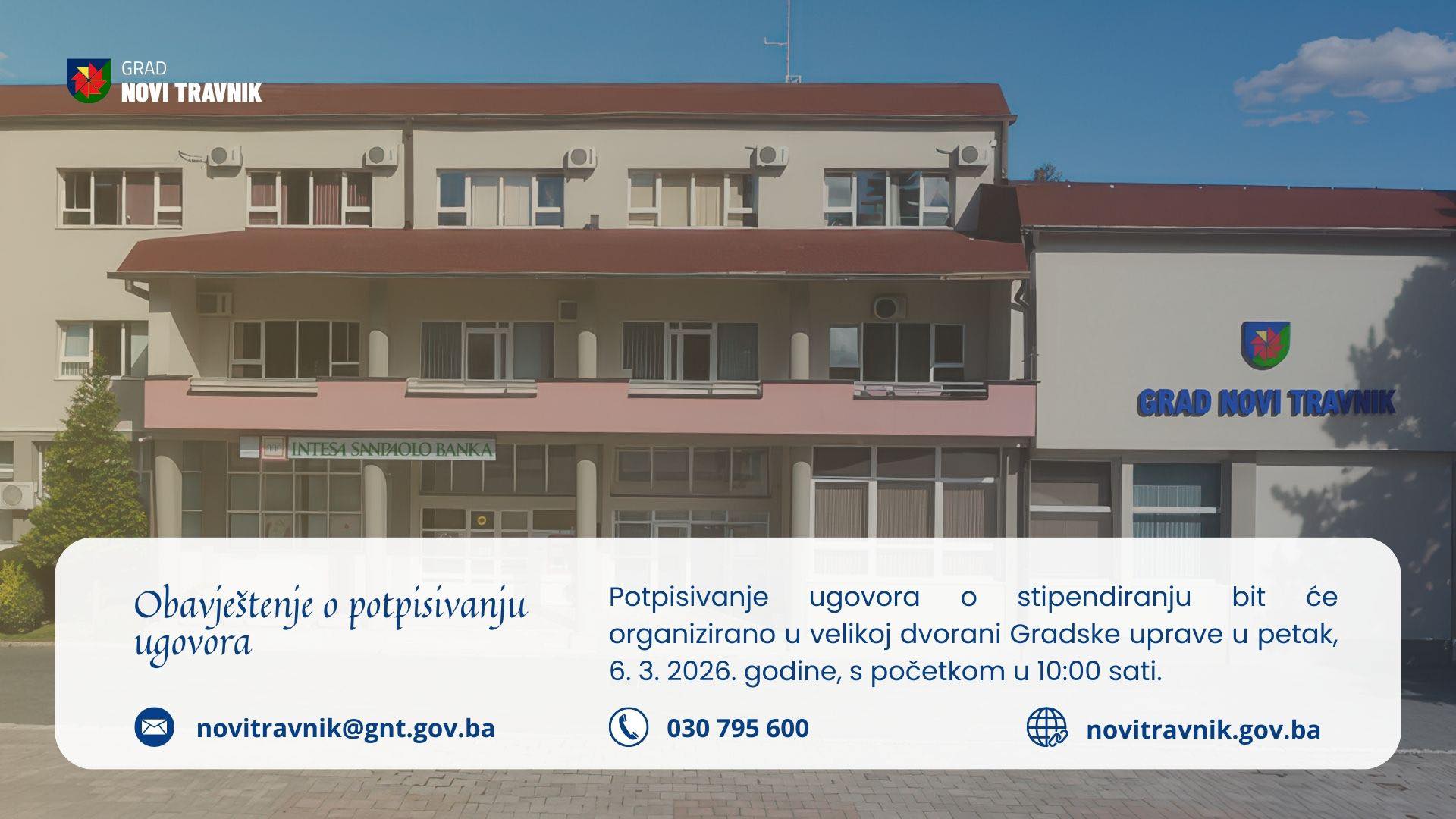 Obavijest: Potpisivanje ugovora o stipendiranju