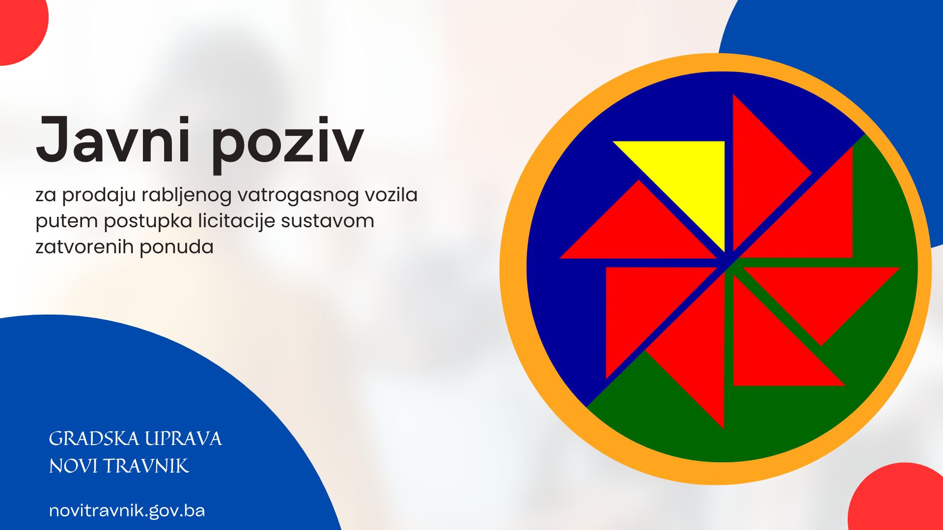 Javni poziv za prodaju rabljenog vatrogasnog vozila putem postupka licitacije sustavom zatvorenih ponuda