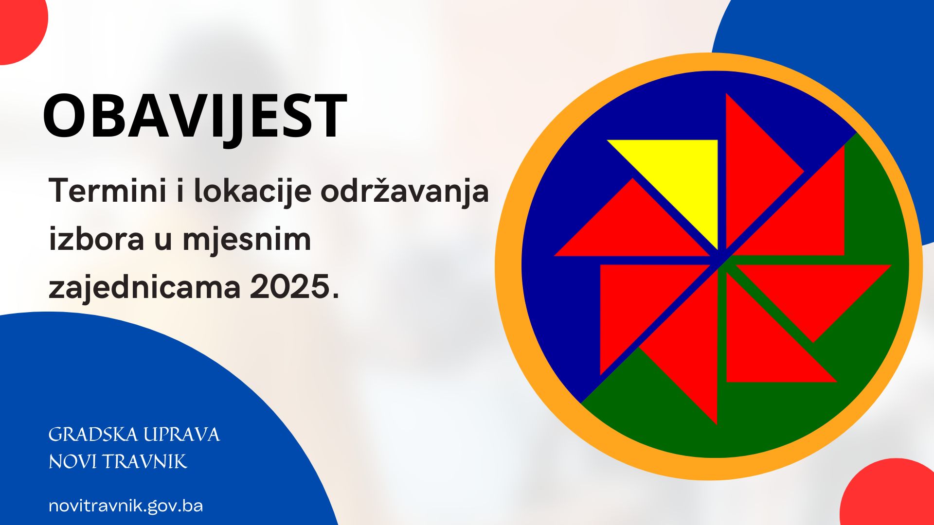 Termini i lokacije održavanja izbora u mjesnim zajednicama 2025. 