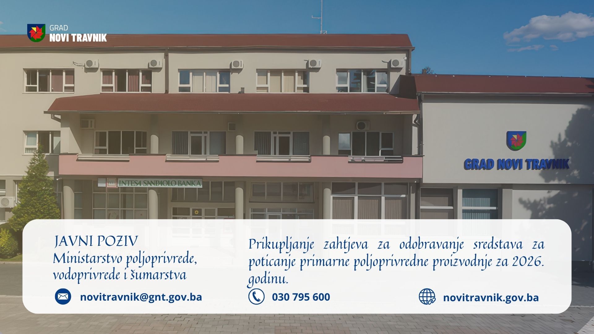 Javni poziv za prikupljanje zahtjeva za odobravanje sredstava za poticanje primarne poljoprivredne proizvodnje za 2026. godinu