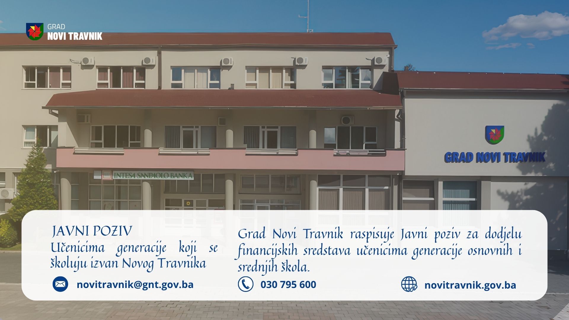 Javni poziv za učenike generacije koji se školuju izvan Novog Travnika 