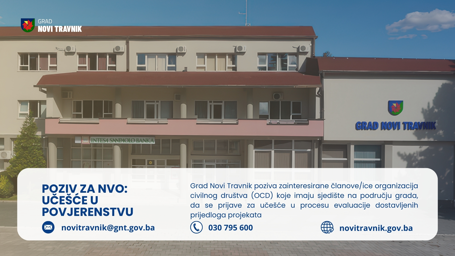 Poziv članovima/icama organizacija civilnog društva za prijave za učešće u Evaluacijskom povjerenstvu/komisiji u Gradu Novom Travniku