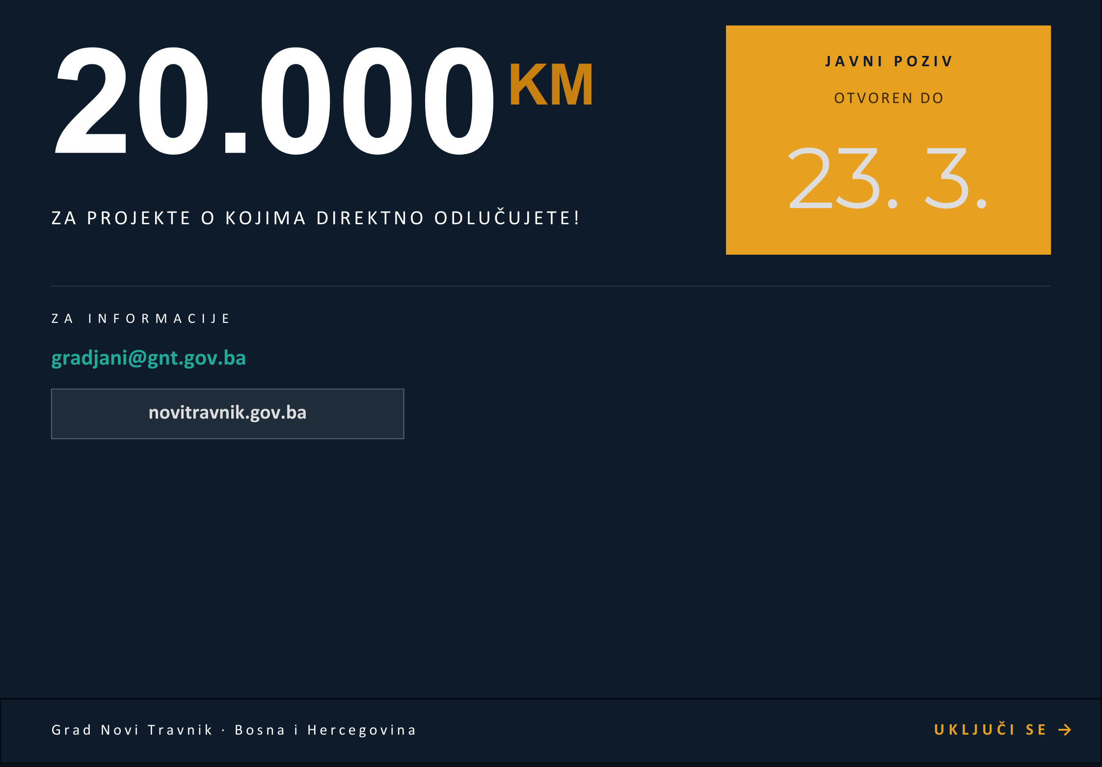 Predstavljanje javnog poziva: Uključi se, predloži, glasuj