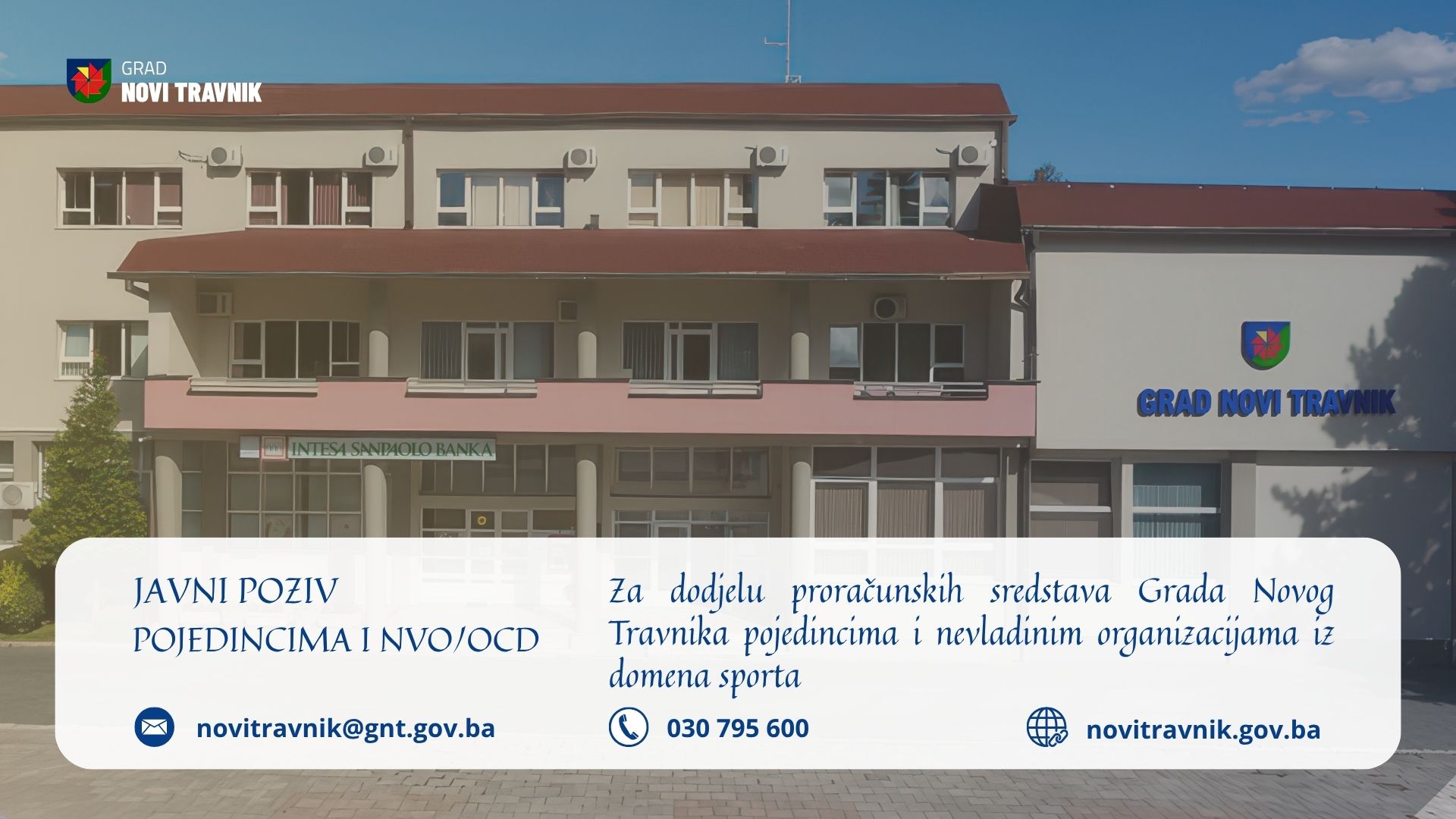 Javni poziv za dodjelu proračunskih sredstava Grada Novog Travnika pojedincima i nevladinim organizacijama iz domena sporta