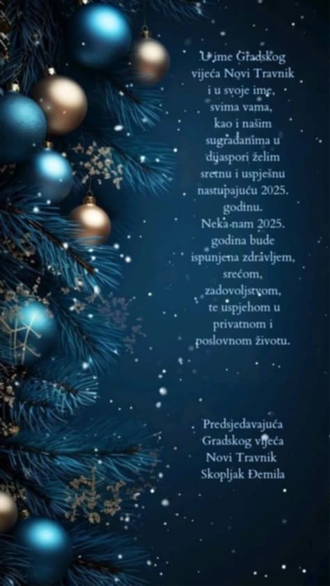 Novogodišnja čestitka predsjedateljice Gradskog vijeća Novi Travnik 